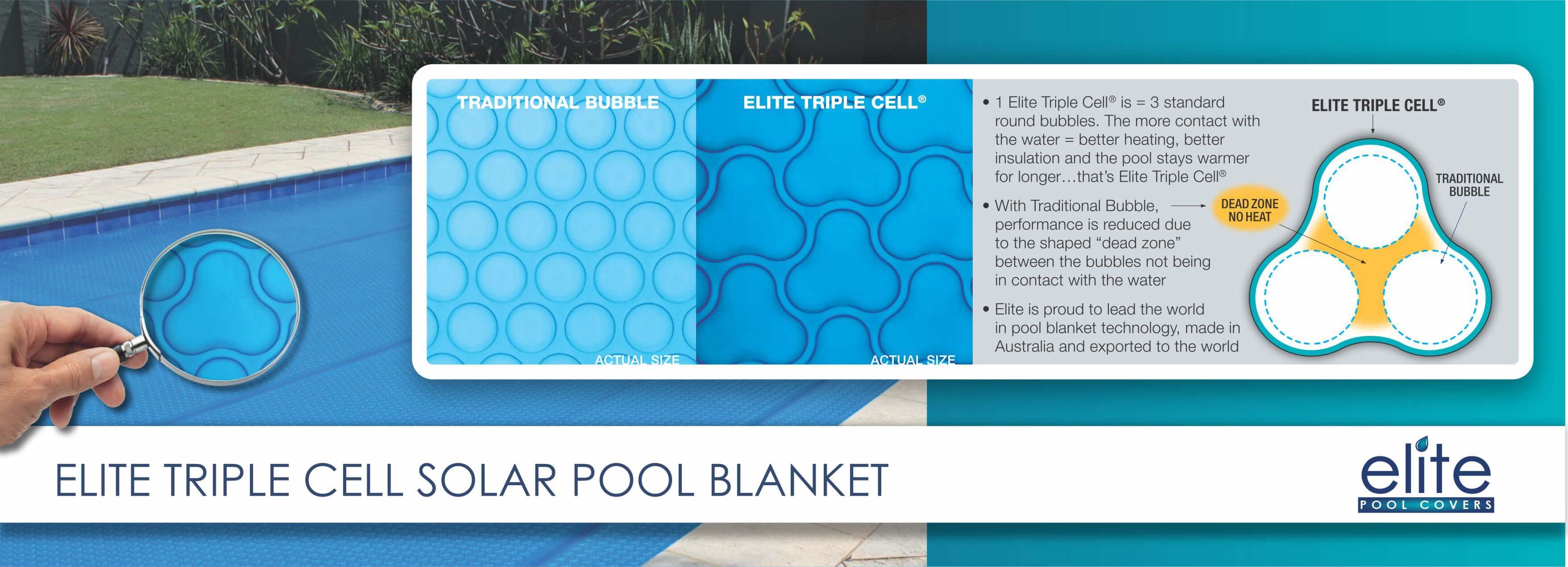 slideshow image showing Elite Triple Cell solar pool cover